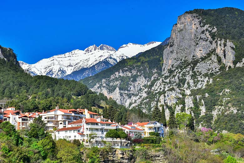 Litochoro in spring with Mount Olympus beyond Litochoro in spring with Mount Olympus beyond