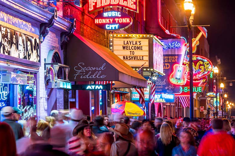 The neon lights of Lower Broadway, Nashville The neon lights of Lower Broadway, Nashville