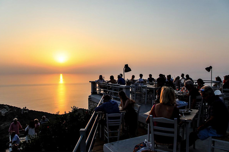 Enjoying the view from the hilltop taverna Rachi