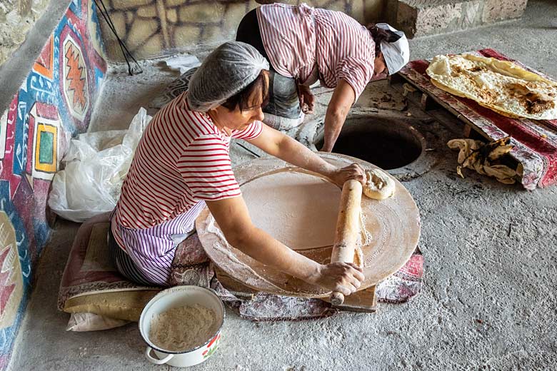 Lavash flatbread in the making Lavash flatbread in the making