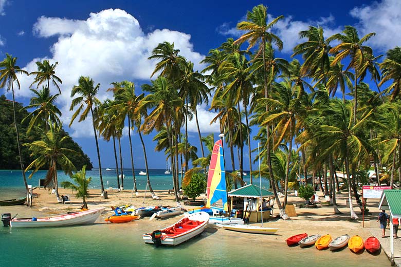 The small beach in Marigot Bay, St Lucia