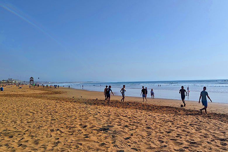 Enjoying a kick-about on Agadir's great beach Enjoying a kick-about on Agadir's great beach