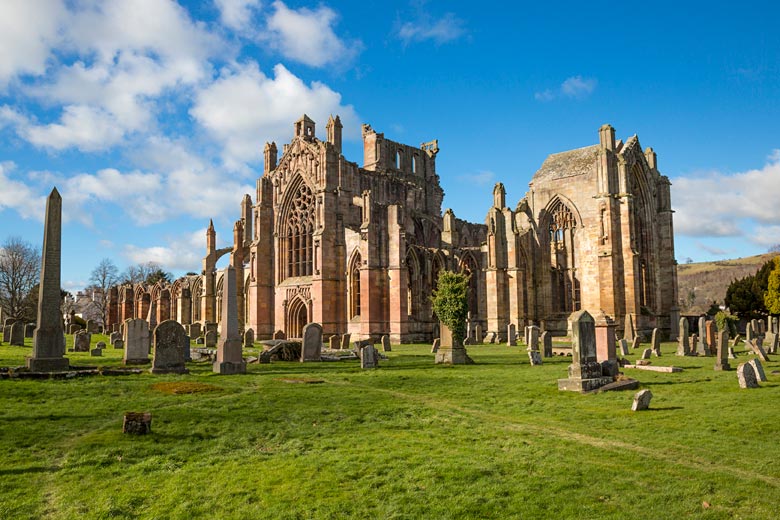 In the ruins of Melrose Abbey