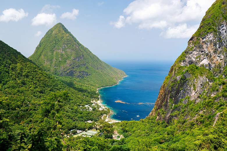 The mighty lush slopes of the Pitons, St Lucia The mighty lush slopes of the Pitons, St Lucia