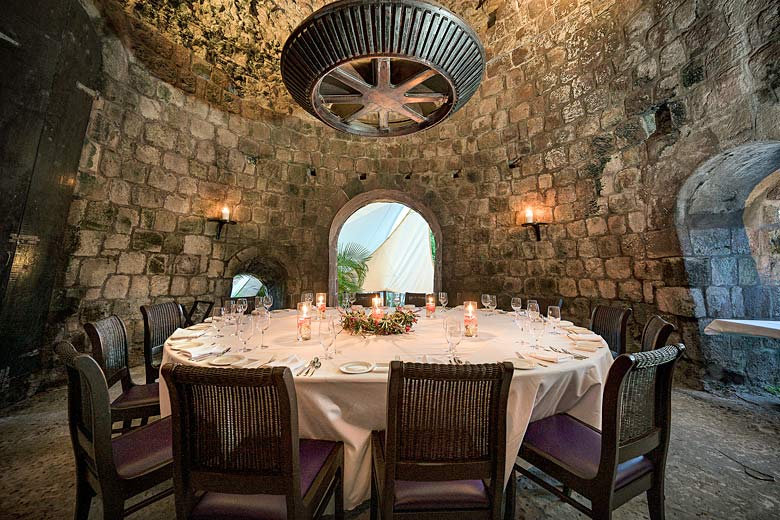 Dine inside historic Mill Priv&eacute;e at Montpelier Nevis