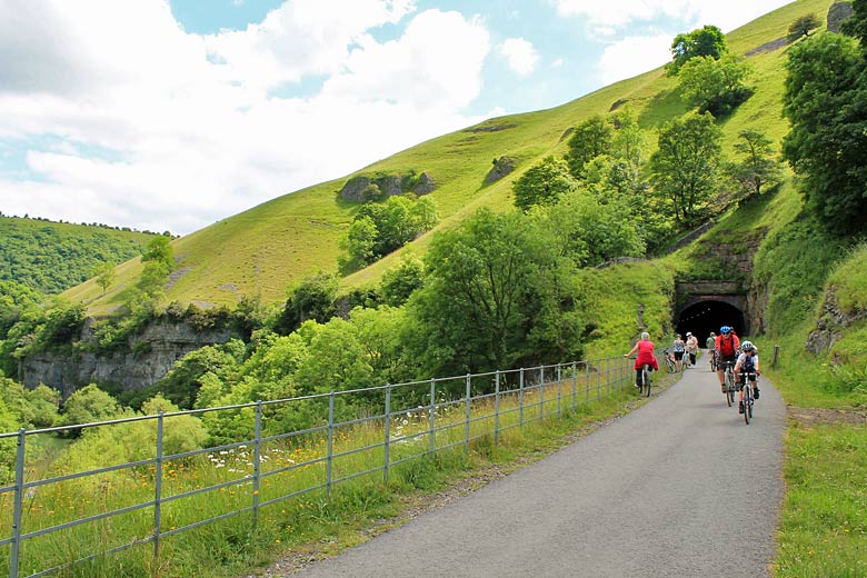 Cycling the old railway line of Monsal Trail Cycling the old railway line of Monsal Trail