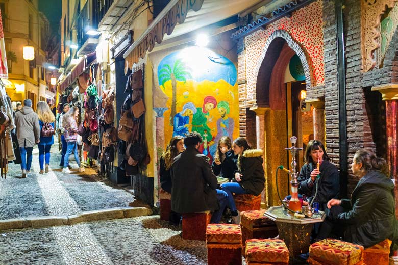 Moroccan tea shop in the Albaicín quarter, Granada © Luis Dafos - Alamy Stock Photo Moroccan tea shop in the Albaicín quarter, Granada © Luis Dafos - Alamy Stock Photo