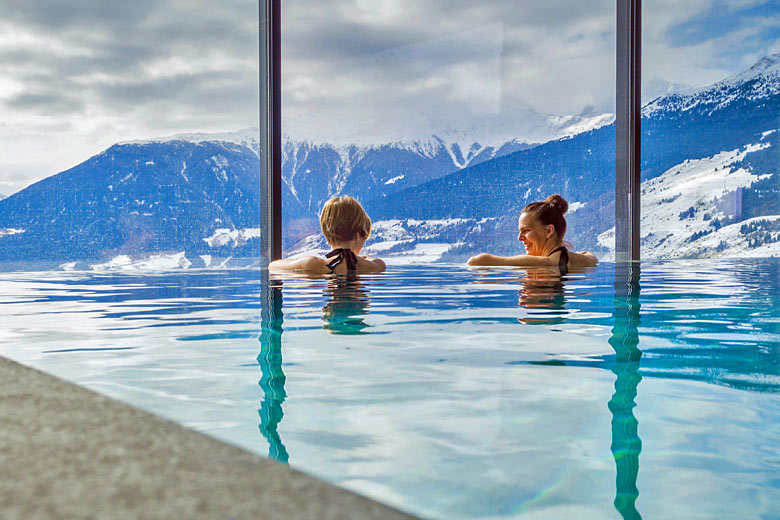 Relaxing at a European mountain spa
