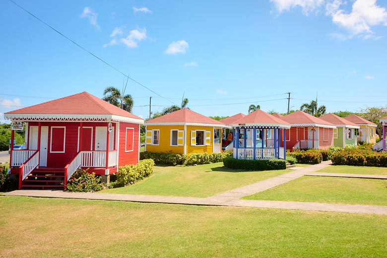 Colourful shacks of Nevis Artisan Village