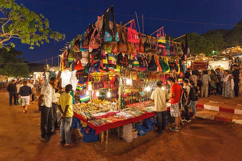 Nightfall at the Anjuna Flea Market in Goa Nightfall at the Anjuna Flea Market in Goa
