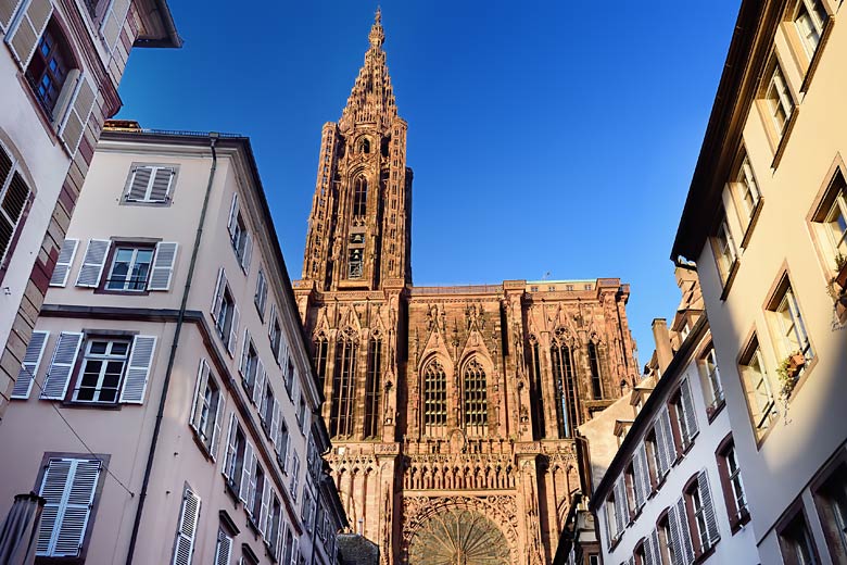Notre Dame Cathedral looming over Strasbourg Notre Dame Cathedral looming over Strasbourg