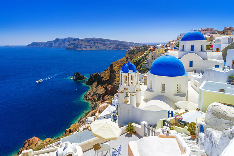 The picture-perfect blue domes of Oia, Santorini