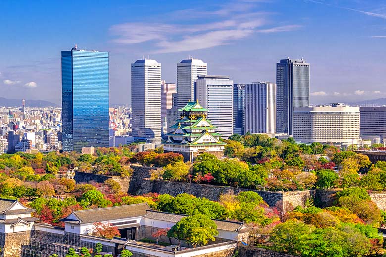 Osaka Castle with the city centre beyond