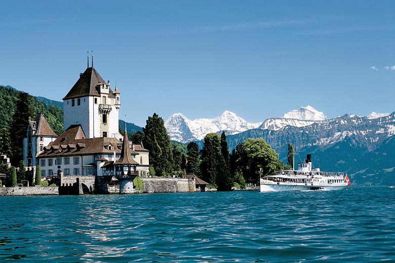 The paddle steamer Blümlisalp on Lake Thun, Interlaken The paddle steamer Blümlisalp on Lake Thun, Interlaken