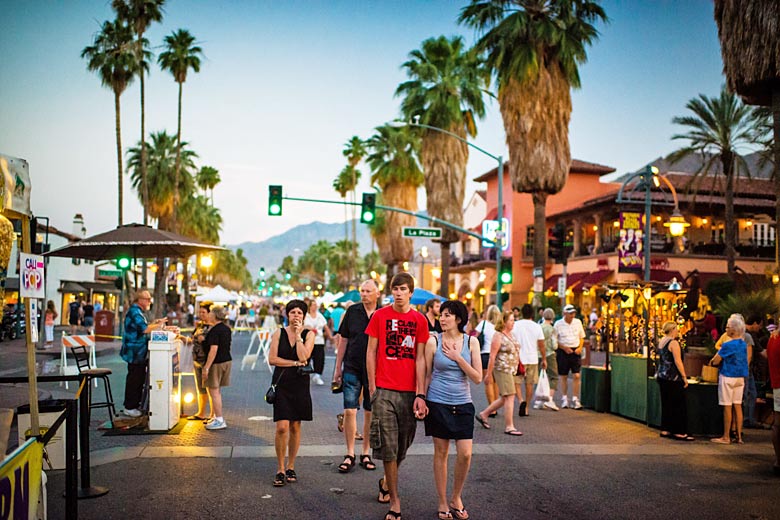 Hit Palm Springs Village Fest at night Hit Palm Springs Village Fest at night