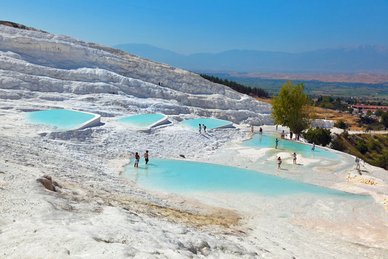 The Pamukkale hot springs, Turkey The Pamukkale hot springs, Turkey