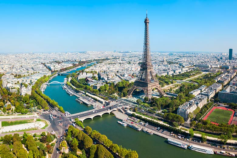 Aerial view of the Eiffel Tower in Paris
