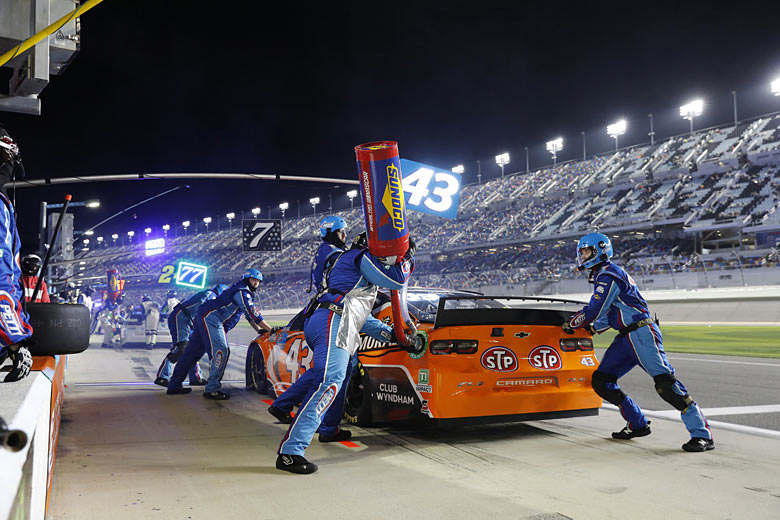 Action in the pit lane at Daytona International Speedway Action in the pit lane at Daytona International Speedway