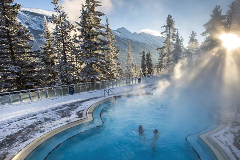 Winter dip at Banff Upper Hot Springs Winter dip at Banff Upper Hot Springs