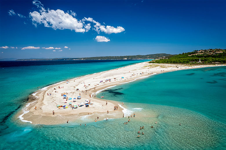 The sandy spit of Possidi Cape, Kassandra peninsula