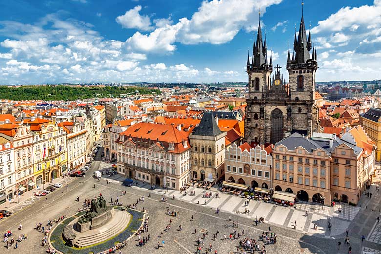 Church of Our Lady Before Týn looming over Old Town Square, Prague Church of Our Lady Before Týn looming over Old Town Square, Prague