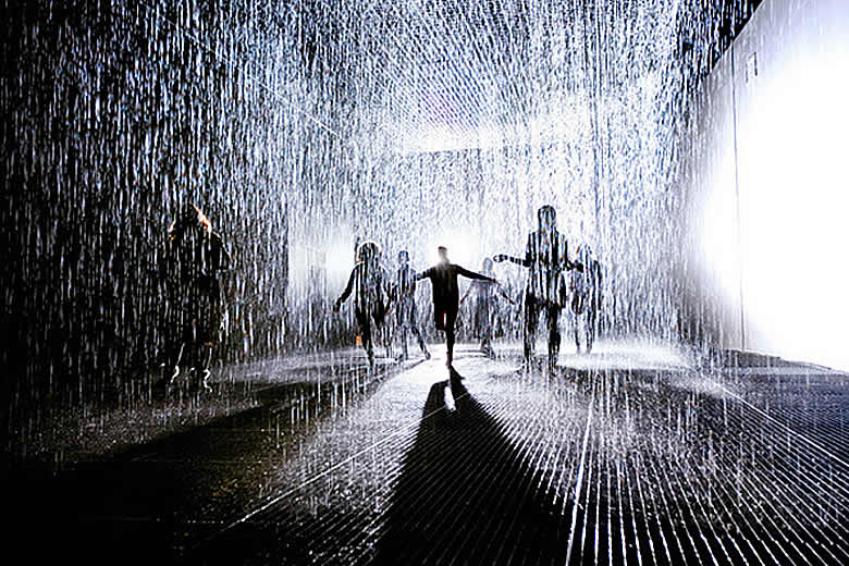 Rain Room © Felix Clay, Random International 2012. Courtesy of Barbican Art Gallery