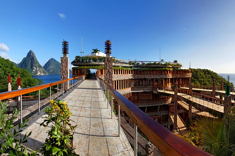 Entrance to the restaurant at Jade Mountain Resort