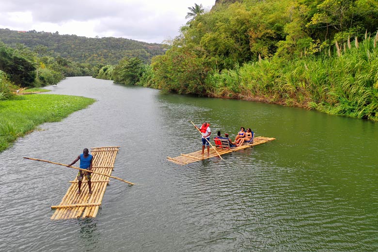 Cruise the Rosseau River on a bamboo raft