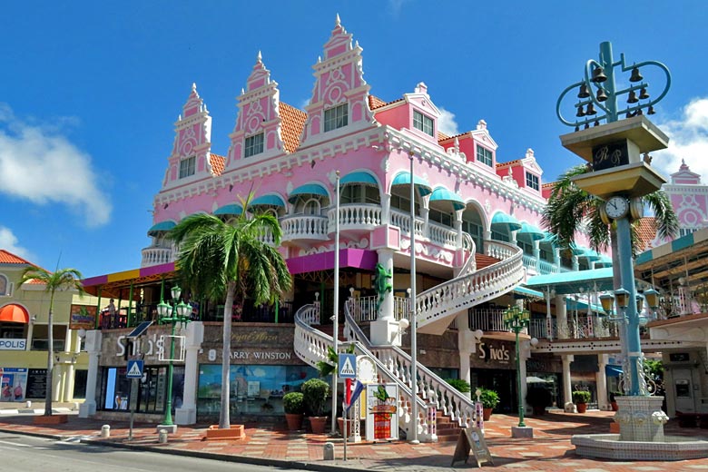 Colourful shopping mall in Oranjestad, Aruba Colourful shopping mall in Oranjestad, Aruba