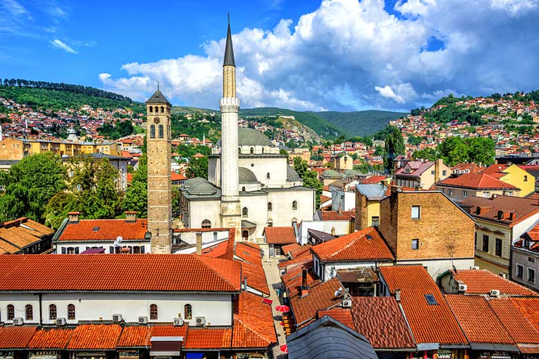 Sarajevo old town and the Gazi Husrev-beg Mosque Sarajevo old town and the Gazi Husrev-beg Mosque