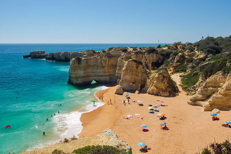 The secluded shore of Praia de Coelha, Algarve The secluded shore of Praia de Coelha, Algarve