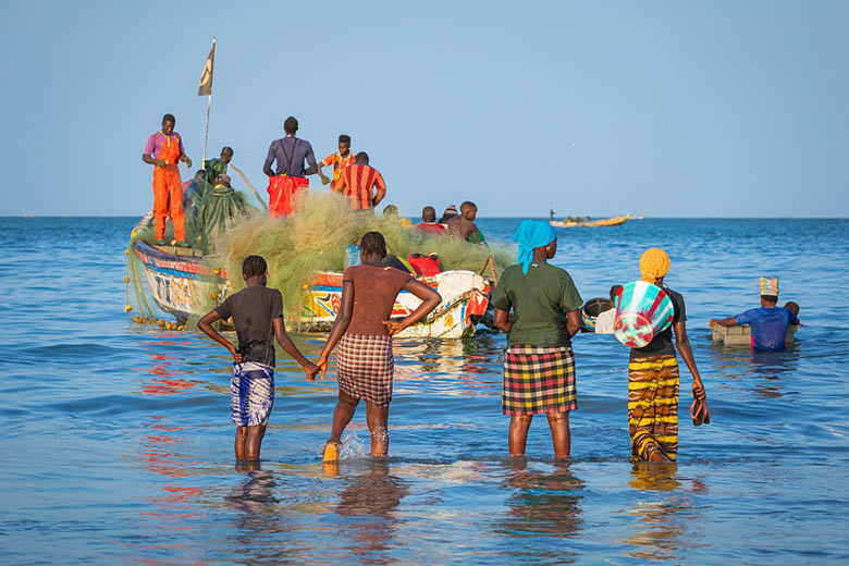 Fishing boats on Serrekunda Beach, Gambia