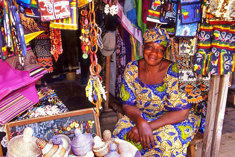 Stallholder in Serrekunda market Stallholder in Serrekunda market