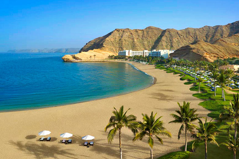 Private beach at the Shangri-La Barr al Jissah Resort Private beach at the Shangri-La Barr al Jissah Resort