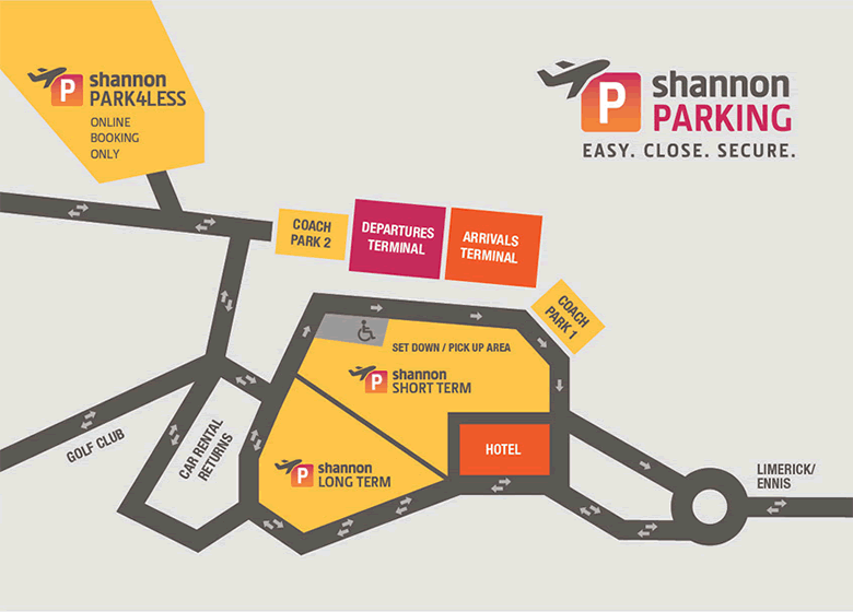 Shannon Airport car park location map