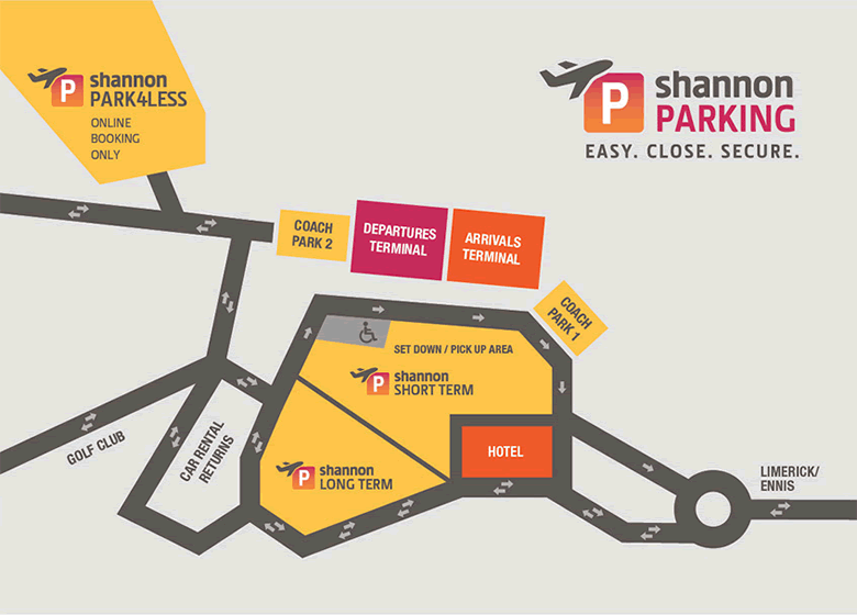 Shannon Airport car park location map Shannon Airport car park location map