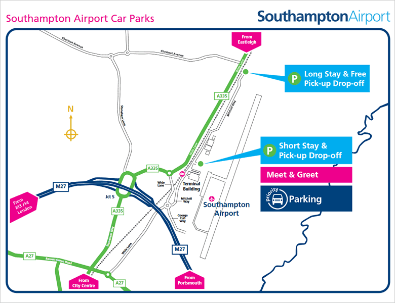 Southampton Airport car park location map Southampton Airport car park location map