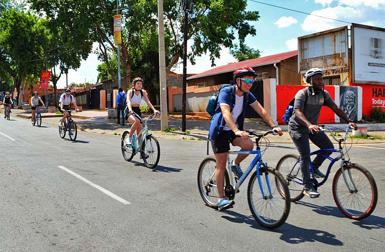 Discovering Soweto on two wheels - photo courtesy of Lebo's Soweto Backpackers