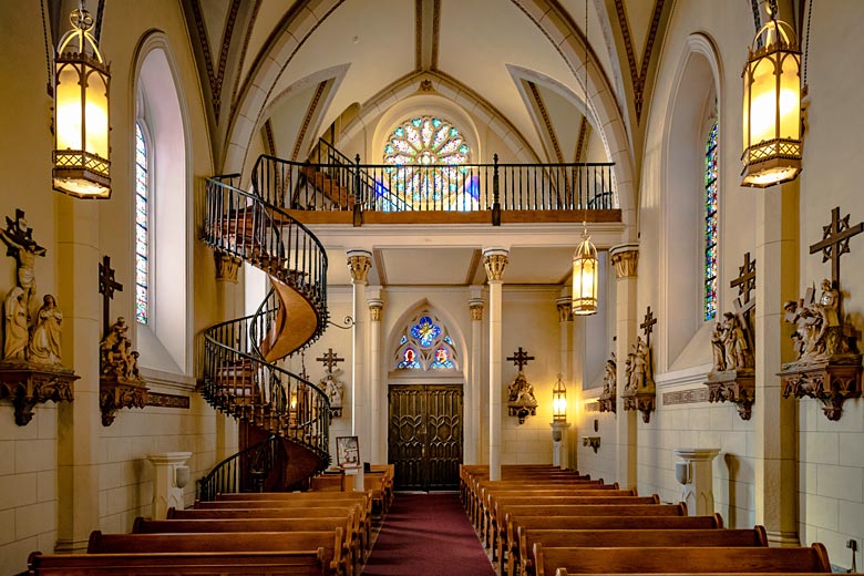 Inside Lotetto Chapel, Santa Fe, New Mexico