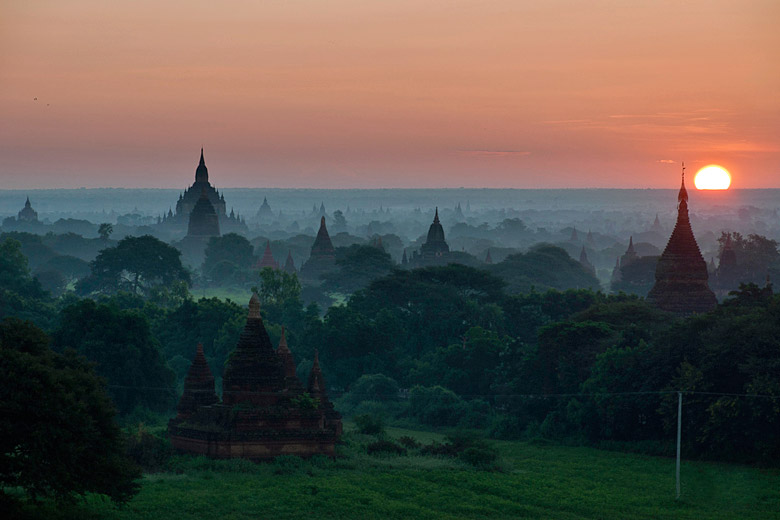 Sunrise over Bagan on a misty morning Sunrise over Bagan on a misty morning
