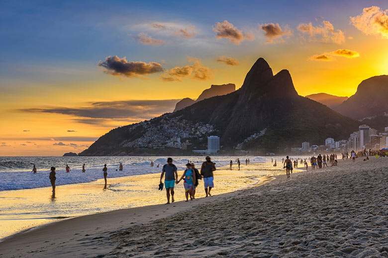 Sunset on Rio's famous Ipanema Beach
