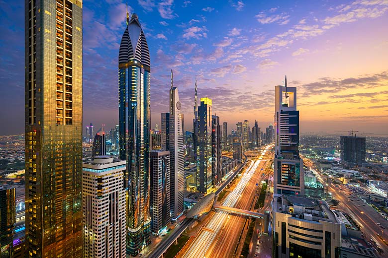 Sunset on Sheikh Zayed Road, Dubai Sunset on Sheikh Zayed Road, Dubai