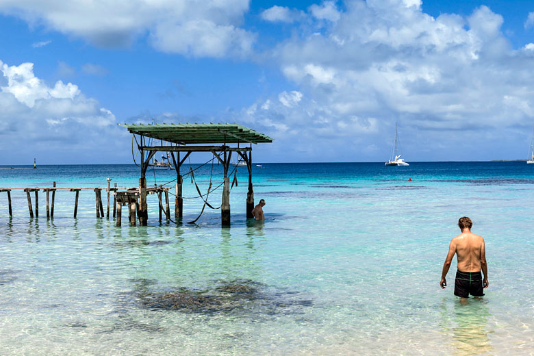 Swimming in the crystal clear waters of Fakarava