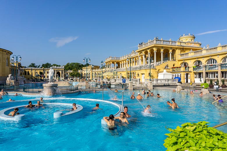 Soaking in the sunshine at Szechenyi Thermal Baths Soaking in the sunshine at Szechenyi Thermal Baths