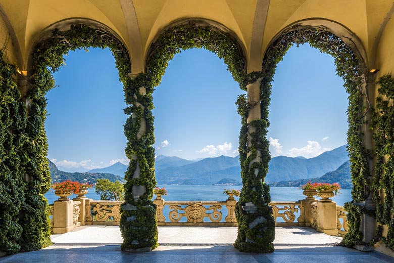 View from the terrace at Villa del Balbianello View from the terrace at Villa del Balbianello