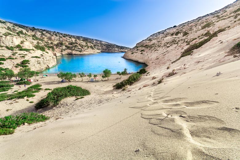 The sheltered cove and beach of Vathi, Crete