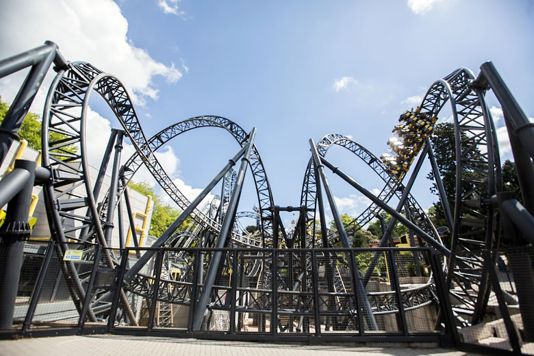 The Smiler theme park ride at Alton Towers Resort The Smiler theme park ride at Alton Towers Resort