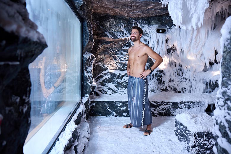 Inside the snow room at Silvretta Therme, Ischgl