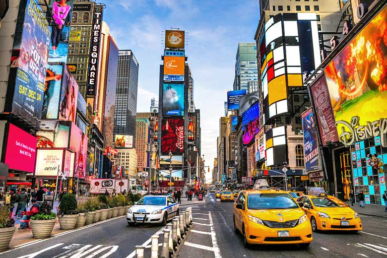 The bright lights of Times Square, New York City