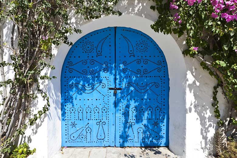 Traditional blue door in the village of Sidi Bou Said Traditional blue door in the village of Sidi Bou Said